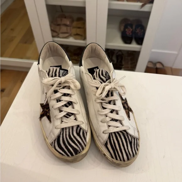 Golden Goose White and Black Zebra Print Sneakers - Picture 6 of 7